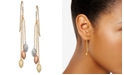 Macy's Tri-Color Beaded Chain Drop Earrings in 10k Gold, White Gold & Rose Gold